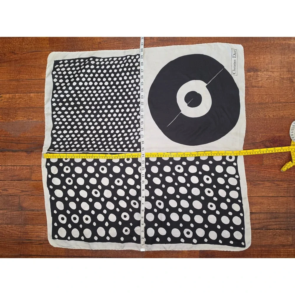 Dior VTG 60s White Black Square 30×30 Logo Preppy Old Money Art Rare‎ Scarf READ